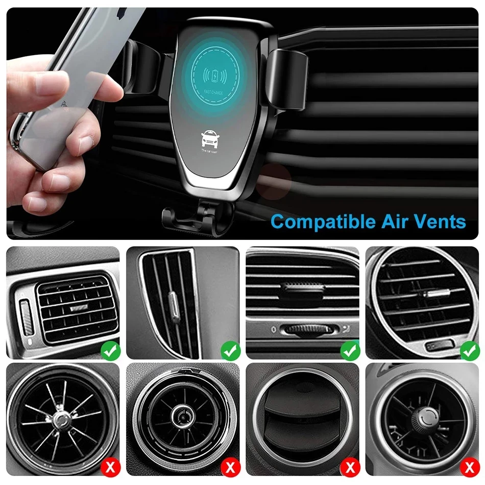 Wireless Car Charger Mount Fast Charging - VIKEFON Chargeur de voiture sans fil,