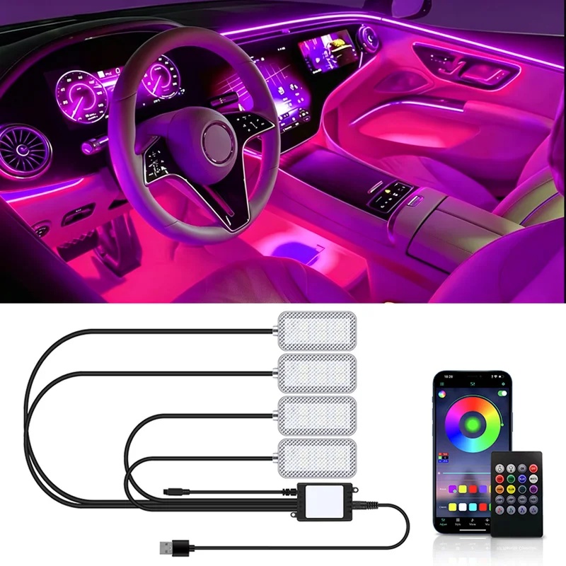 Bande lumineuse d'ambiance int - Led Ambient Interior Car Lights App Control avis et prix