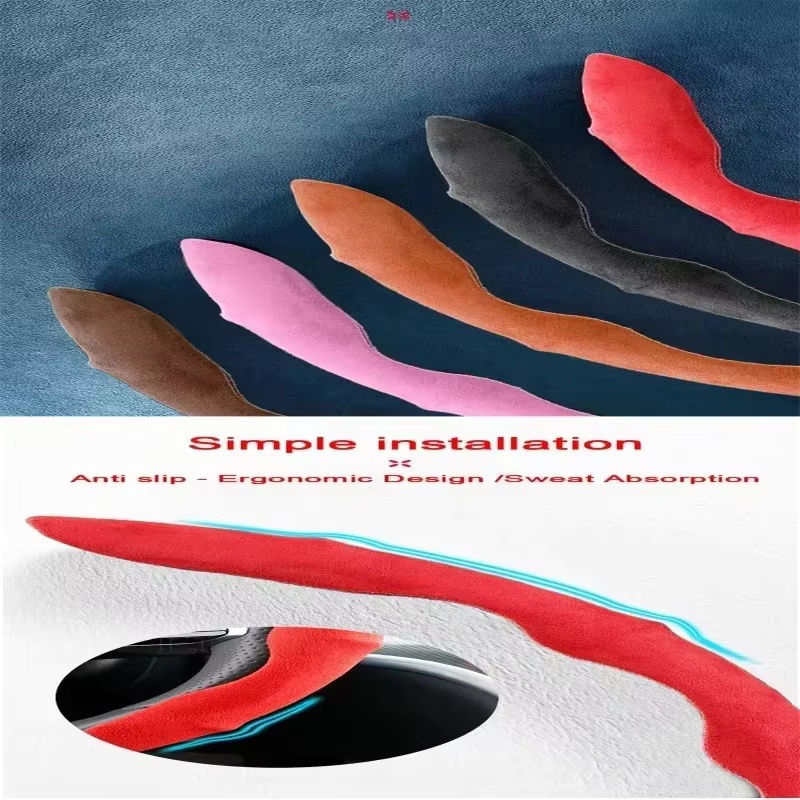 Housse de volant en cuir suédé - Car Steering Wheel Cover Anti Slip Breathable avis et prix